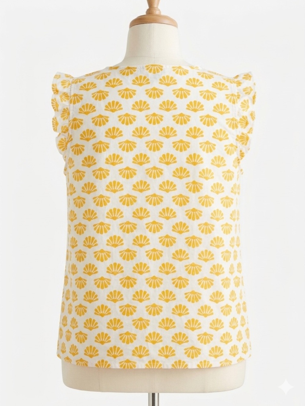 J.Crew Yellow Print V-Neck Sleeveless Blouse Lightweight Summer Top - Picture 2 of 5
